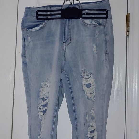 Rue21 Curvy Stretch High Rise Distressed Ankle Jeggings Sz 6 - Picture 3 of 8